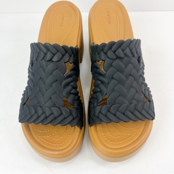 Crocs Brooklyn Woven Heel Platform Sandals Black Women’s size 9 Chunky - Picture 9 of 9